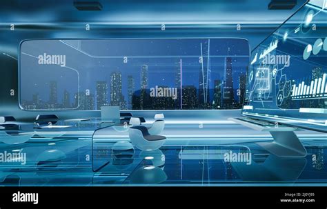 Modern Sci Fi Futuristic Interior Office Design Stock Photo Alamy