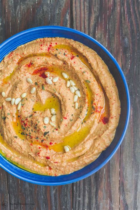 Roasted Red Pepper Hummus Recipe The Mediterranean Dish