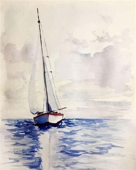 Easy Watercolor Sailboat Painting Watercolor Idea