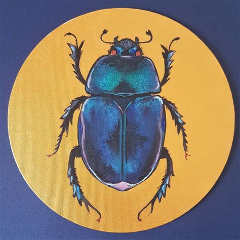 Dung Beetle Acrylic Painting By Nina Shilling Artfinder