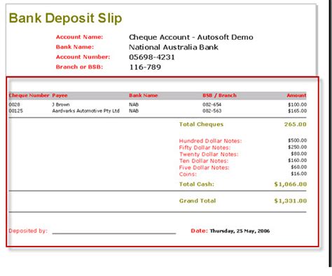You can access, print and configure cheque deposit slips in tally.erp 9, as required. Bank Deposit Slip