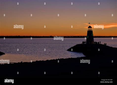 The Lighthouse On Lake Hefner In Oklahoma City At Sunset Stock Photo