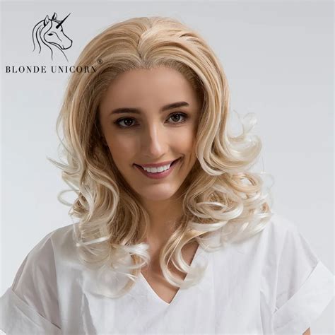 Blonde Unicorn Lace Front Wigs Long Wavy 24 Inch Middle Part Wigs Sexy Beige Hair Wig For Women