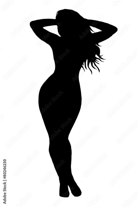 Silhouette Of Naked Woman Posing With Hands On Head Stock Adobe