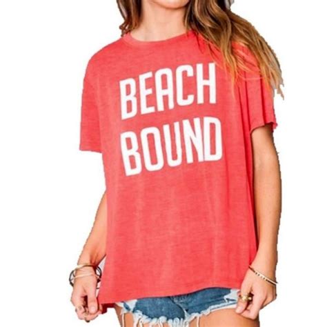 Show Me Your Mumu Mellow Coalson Tee Shirt Beach Bound Light Red Size