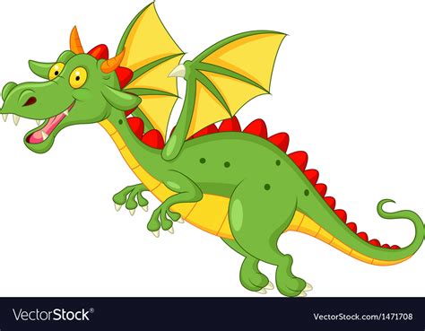 Cute Dragon Cartoon Flying Royalty Free Vector Image