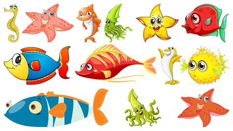 Premium Vector Sea Animals Cartoon Collection