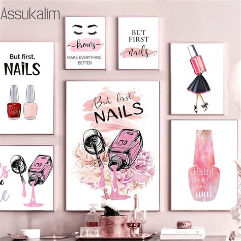 Nail Polish Wall Posters Eyelash Print Pictures Beauty Salon Poster