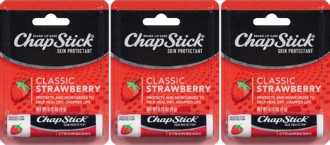 Chapstick Lip Balm Classic Strawberry 3 Pack Amazon Co Uk Beauty