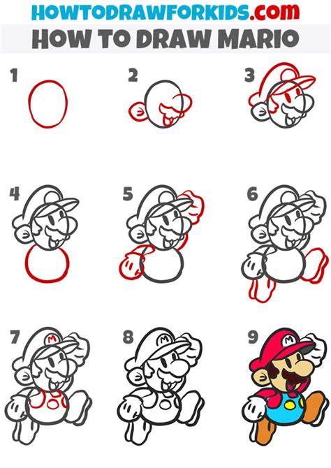 How To Draw Mario Easy Drawing Tutorial For Kids