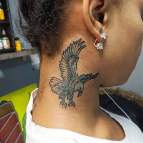 Stunning Watercolor Eagle Neck Tattoo Rate 1 100