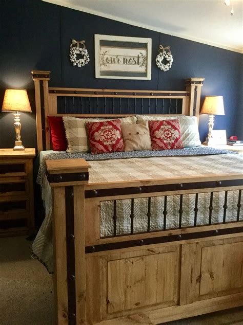 House plans with two master bedrooms. Navy Blue/Farmhouse master bedroom decor/our nest sign ...
