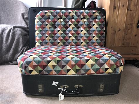 Vintage Upholstered Suitcase Chair Repurposed Furniture Etsy Uk