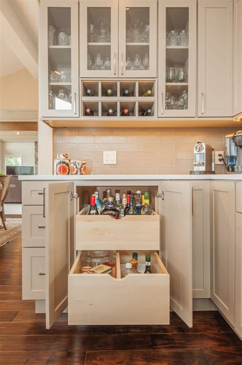 Plywood and a bag of shelf supports. Magnificent locking liquor cabinet in Kitchen Transitional ...