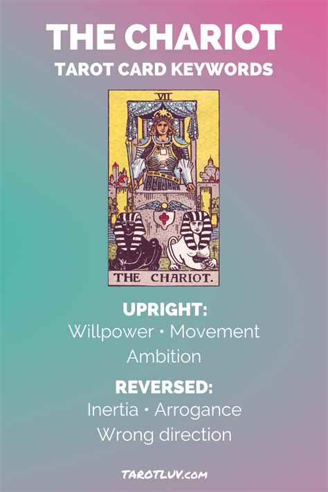 He is obviously full of confidence, exuding. The Chariot Tarot Card Meanings - Major Arcana - TarotLuv