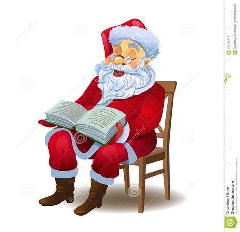 Santa Claus Reading The Book Stock Vector Illustration Of Beard