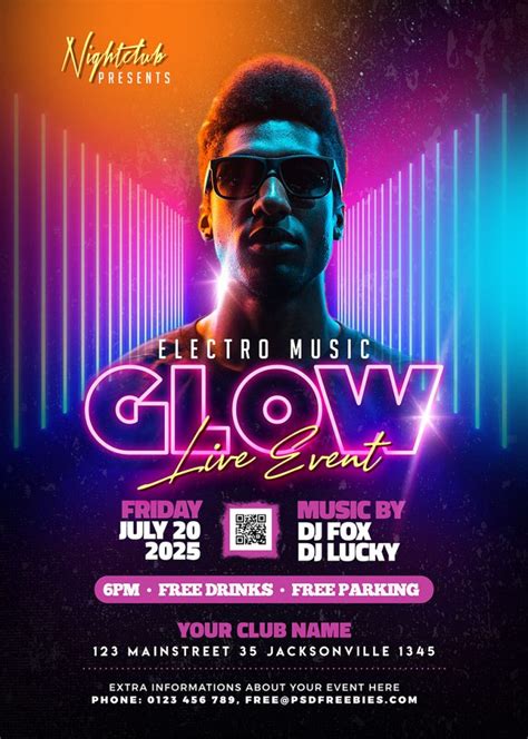 Neon Glow Party Flyer PSD Template PSDFreebies Com Free Psd Flyer Templates Flyer Free Print