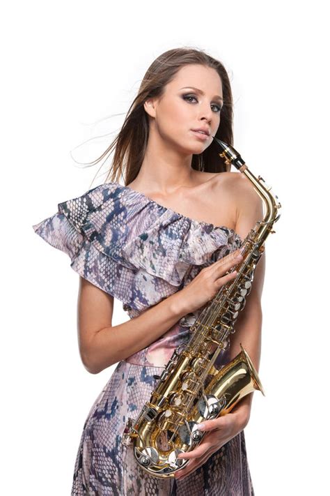 Girl With A Sax Musical Instrument Stock Photo Image Of Perform