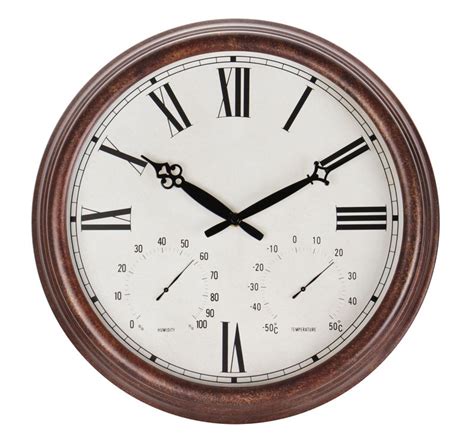 Antique Rust Outdoor Garden Clock With Thermometer 38cm 15 By