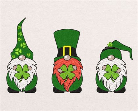St Patricks Day Gnomes Embroidery Design Etsy
