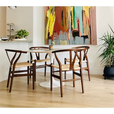 Very rustic table + wishbone chair + poulsen artichoke light = modern rustic goodness! Rove Concepts Wishbone Chairs - Set of 4 | Chairish
