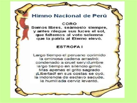 Himno Del Peru En Pergamino Formacion Ciudadana Y Civismo Tema 4 La