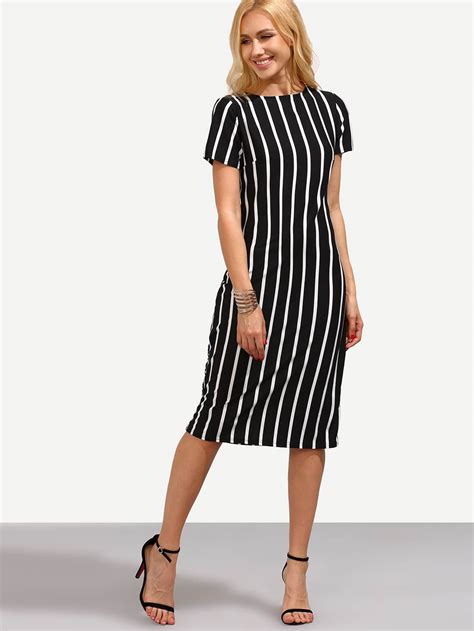 Vertical Striped Skinny Dress Sheinsheinside