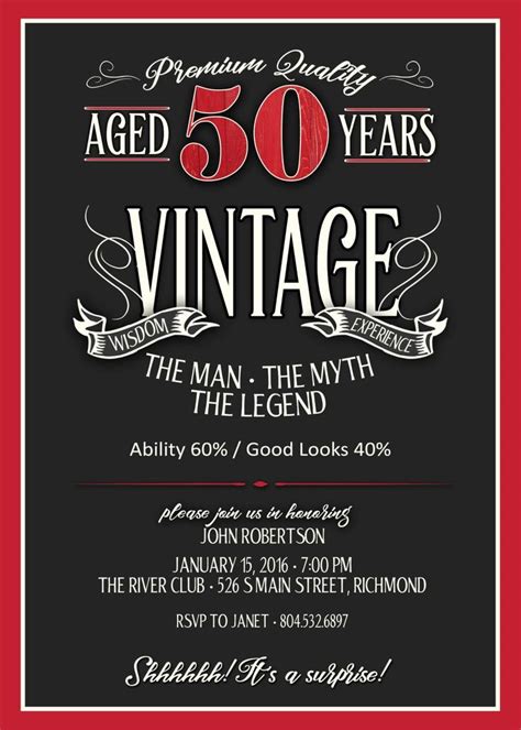 50th Birthday Invitation For Men Jpeg Printable Aged To Etsy Australia 50th Birthday Party