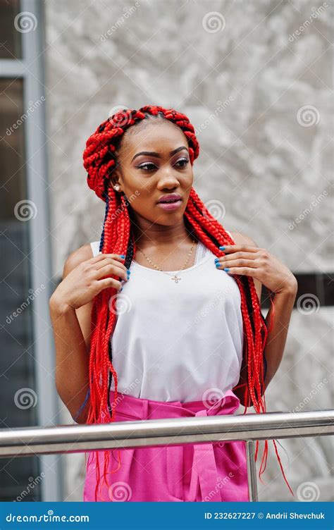 fashionable african american girl with red dreads stock image image of outdoor makeup 232627227