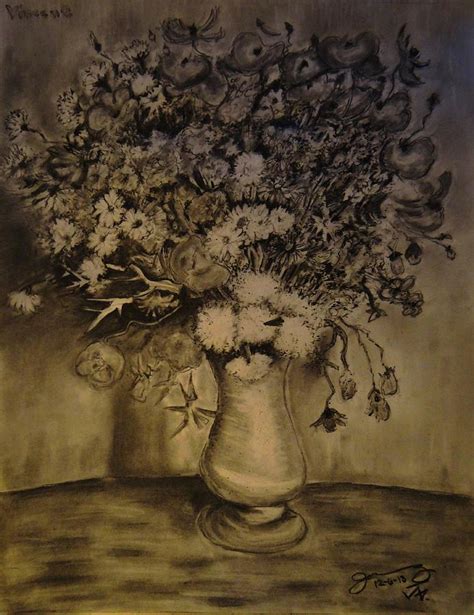 replica of vincents still life vase with cornflowers and poppies drawing by jose a gonzalez jr
