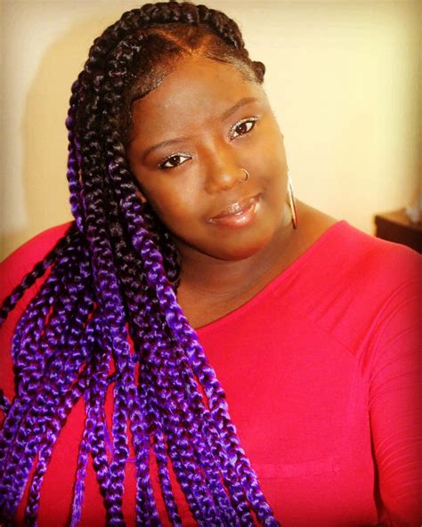 Jumbo Black And Purple Ombre Box Braids I Used The Rubber Band Method