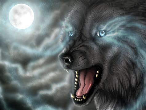 Wolf Wolves Predator Carnivore Artwork Moon Wallpapers Hd