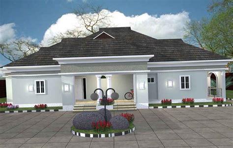 The stone entry way, circular windows and distinct embellishments on the exterior of this. Exotic design 4 bedroom Nigeria house plan