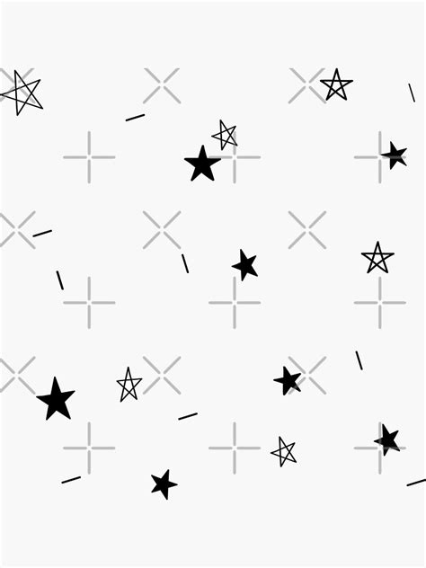 Black And White Magic Starry Night Doodle Pattern Sticker For Sale By