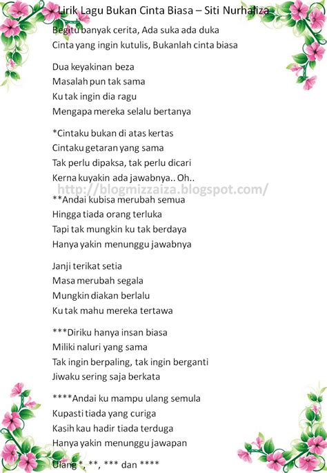 Lagu bukan cinta biasa merupakan lagu yang dipopulerkan oleh siti nurhaliza. Simpama Tren: Lirik Lagu Siti Nurhaliza Bukan Cinta Biasa