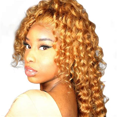27 Honey Blonde Lace Front Wigs Colorful 250 Density Human Hair Wigs Deep Wave Preplucked With