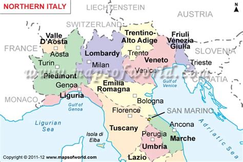 Map Of Northern Italy Northern Italy Map