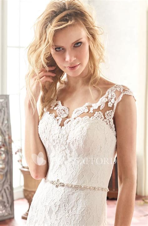 split front lace cap sleeve wedding dress with illusion and court train wedding cap sleeves