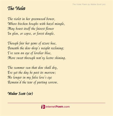 The Violet Poem By Walter Scott Sir