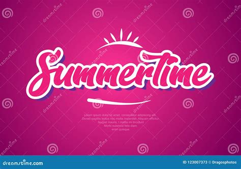 Summertime Word Text Typography Pink Design Icon Stock Vector