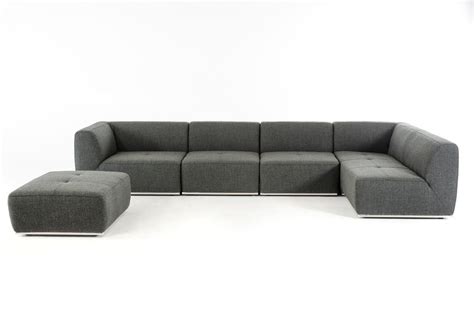 Ultra Modern Modular Grey Fabric Sectional Sofa Set 5 Right Soflex San
