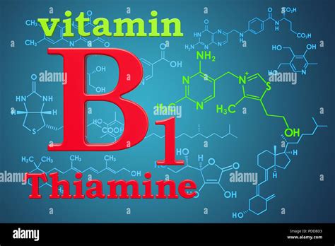 La Vitamina B1 Tiamina Fórmula Química Estructura Molecular 3d