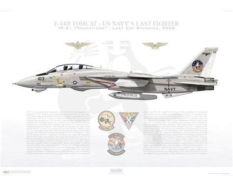 Aircraft Profile Print Of F 14a Tomcat Vf 84 Jolly Rogers Aj200 162688