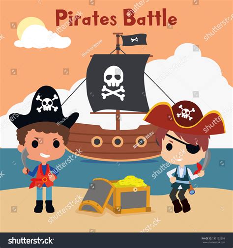 Pirates Cartoon Illustration Vector Stock Vector Royalty Free 785162593
