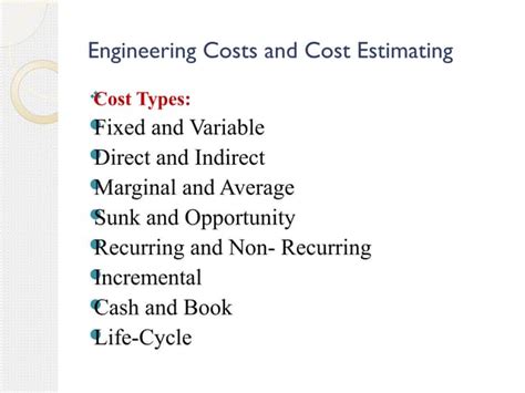 Engineering Costs And Cost Estimating Ppt