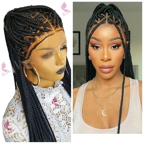 Knotless Triangle Black Full Frontal Box Braided Wig Eminado Hair