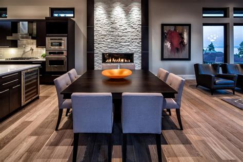 Dining Area With Cultured Stone Accent Panel And Low Chairs Dining