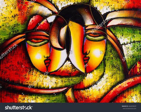 Oil Painting Abstract Face Stock Illustration 484839829