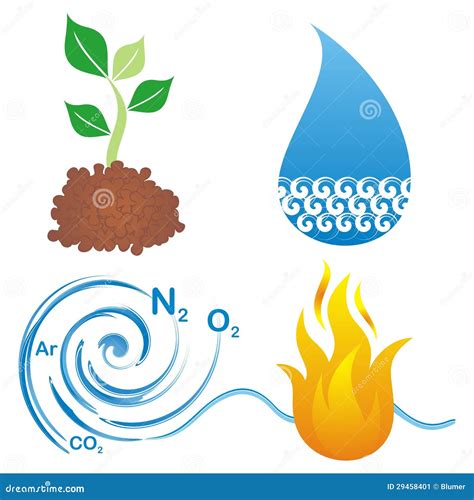 Vector Symbols Of Four Elements Of Nature Vector Illustration