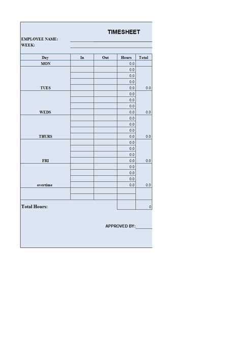 Employee Timesheet Xls Template Templates At